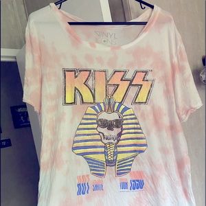 Torrid Size 0 Large Tie Dye KISS Band Tshirt